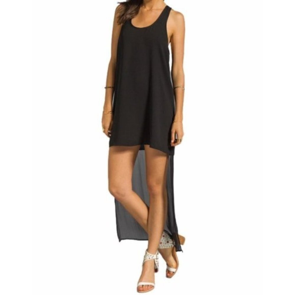 REVOLVE Sheer Tail Dress Line & Dot Black S silk